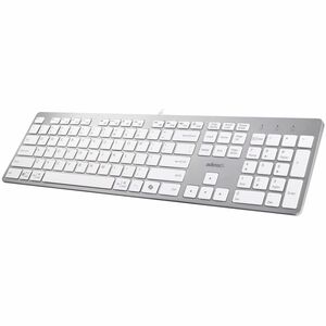 Adesso EasyTouch AKB-730UW Keyboard - Full-size - Cable Connectivity - USB Type C Interface - English (UK) - White - Sciss