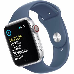Apple Watch SE Smartwatch - Rechteckig Case Shape - 44 mm Case Height - 38 mm Case Width - Silber Case Color - Denim Band 