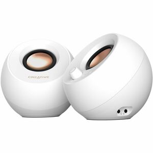 Creative Pebble Pro 2.0 Portable Bluetooth Speaker System - 10 W RMS - White - Desktop - 80 Hz to 20 kHz - Headphone