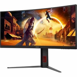AOC CU34G4Z 34" (86.4 cm) Class UW-QHD Curved Screen Gaming LED Monitor - 21:9 - Black, Red - 34" (86.4 cm) Viewable - Fas