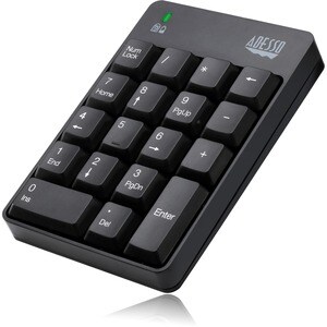 Adesso WKB-6010UB Keypad - Wireless Connectivity - USB Interface - English (US) - Black - Membrane Keyswitch - RF - 9.14 m