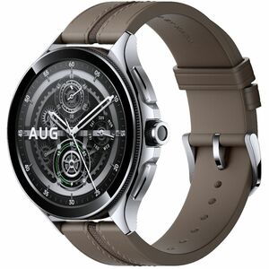 WATCH 2 PRO-BT CASE-STRAP SILVER CASE-BROWN LEATHER STRAP