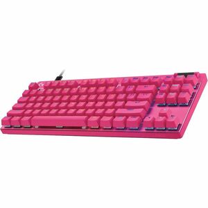 Logitech G PRO X TKL RAPID 游戏键盘 - 无数字小键盘 - 电缆 连接 - A 型 USB 接口 - RGB LED - QWERTY 布局 - 粉 - 磁力 按键开关 - 87 Key(s) - 游戏模式, 多媒体 