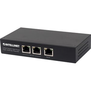 2-Port Gigabit High-Power PoE+ Extender Repeater, IEEE 802.3at/af Power over Ethernet (PoE+/PoE), metal - 199.95 m Maximum