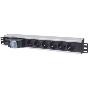 19" 1.5U Rackmount 6-Way Power Strip - German Type" , With Double Air Switch, No Surge Protection, 1.6m Power Cord (2 PIN 