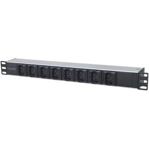 19" 1U PDU 8-way EU, C13 Outlets, Rear C20 Input, Anti-Shedding, Power Distribution Unit, 2m power cord (removeable), outp