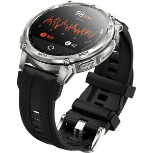 Kospet TANK T4C Smart Watch - Round Case Shape - Silver Body Color - Stainless Steel, Zinc Alloy Case Material - Silicone 