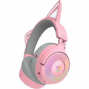 Casque de jeu Razer Kraken Kitty V3 Pro - Câblé / Sans fil - Design Sur tête - Stéréo - Couleur Rose - Binaural - Circumau