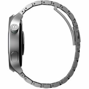 Motorola Mobility moto watch Smart Watch - Round Case Shape - Matte Silver Body Color - PANTONE Herbal Garden Band Color -