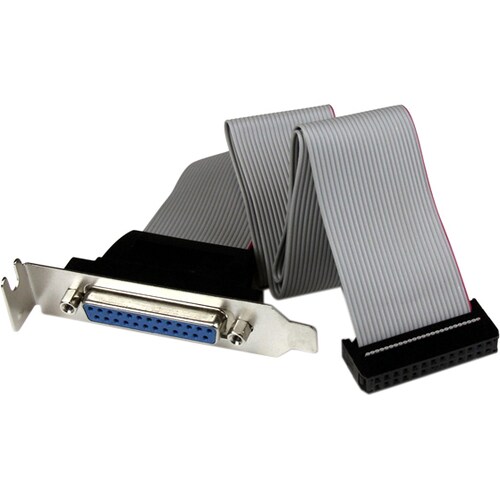 StarTech.com Low Profile 16in Parallel Port Header Cable Adapter with Bracket - DB25 (F) to IDC26 - Cable for Motherboard 