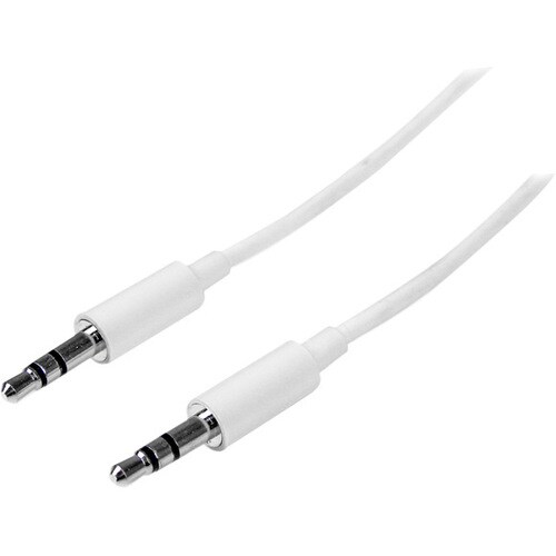 StarTech.com Cable de 2 metros Slim Delgado de Audio Estéreo Mini Jack Plug 3.5mm TRRS - Blanco - Macho a Macho - Cable fo