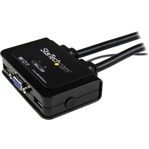 StarTech.com Switch Conmutador KVM de Cable con 2 Puertos VGA USB Alimentado por USB con Interruptor Remoto - 2 Computador