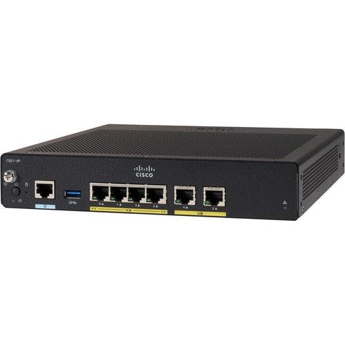 Cisco 900 C921-4P Router - 6 Ports - Management Port - Gigabit Ethernet - Desktop, Rack-mountable, Undercounter