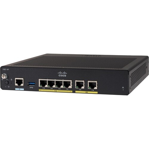 Cisco 900 C921-4P Router - 6 Anschlüsse - Management-Port - Gigabit-Ethernet - Desktop, Rackmontage, Untertisch