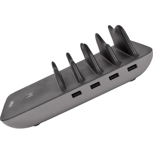 Veho TA-7 Wired/Wireless Cradle for USB Device - Qi - Charging Capability - USB 2.0 - 4 x USB - Black