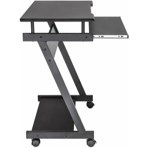 Escritorio compacto Negro con ruedas y ban - Rectángulo Superior - 590mm Largo de Sobremesa x 370mm Ancho de Sobremesa x 1