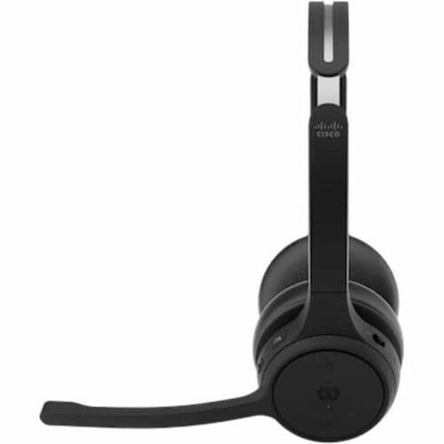Cisco Wired/Wireless Over-the-head Stereo Headset - Carbon Black - Google Assistant, Siri - Binaural - Ear-cup - 6500 cm -