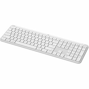 Logitech Signature Slim K950 键盘 - 实际大小 - 无线 连接 - A 型 USB 接口 - 英文 - 珍珠白 - 蓝牙 - 5.1 - 10 m - 开始, 静音, 屏幕截图, 首页, 音量控制 热键 - Win