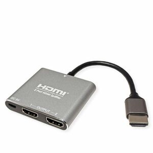 Value 2-way HDMI Splitter for Notebook, Blu-ray Player - Silver - 3840 x 2160 - 1 x HDMI In - 2 x HDMI Out