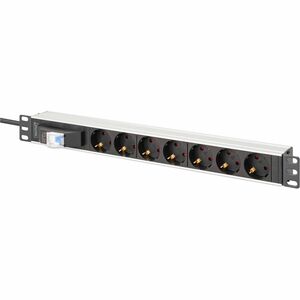 Digitus Aluminium Steckdosenleiste, 7-fach mit Leitungsschutzschalter. Rack-Kapazität: 1U, Montage: Horizontal/Vertikal, G