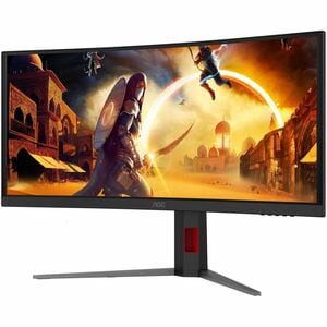 AOC CU34G4CA 34" Class UW-QHD Curved Screen Gaming LED Monitor - 21:9 - Black, Red - 86.4 cm (34") Viewable - Fast Vertica