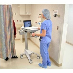 Ergotron StyleView Laptop Cart - 8.16 kg Capacity - 4 Casters - Aluminium - 464.8 mm Width x 1282.7 mm Height - White, Gre