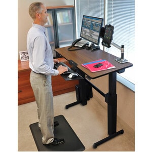 Ergotron WorkFit-D, Sit-Stand Desk (Walnut Surface) - Rectangle Top - 65 lb Capacity - Height Adjustable - 30.60" to 50.60