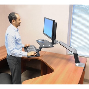 Ergotron Braço de montagem para Teclado, Visualização em ecrã plano - Preto, Alumínio - Altura ajustável - 61 cm (24") Sup