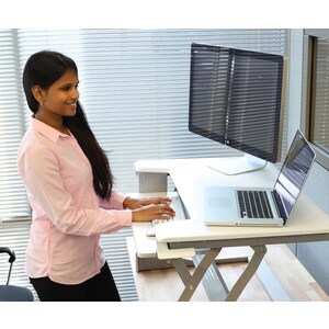 Ergotron Workfit-T, Sit-Stand Desktop Workstation (Black) - Rectangle Top - 35 lb Capacity - Height Adjustable - 35" Table