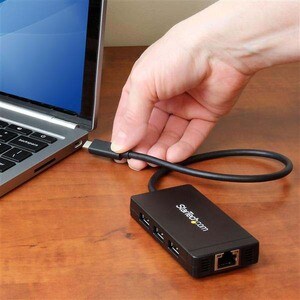 StarTech.com Hub USB 3.0 a 3 porte con USB-C e Ethernet Gigabit - 5Gbps - Include Adattatore di Alimentazione - 3 Total US