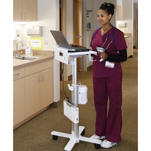 Ergotron StyleView Laptop Cart, SV10 - 4.54 kg Capacity - 4 Casters - 76.20 mm Caster Size - Metal, Steel - White, Alumini