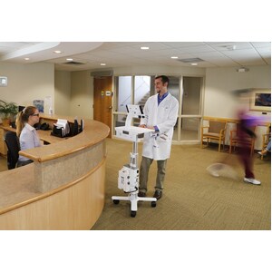 Ergotron StyleView Tablet Cart, SV10 - 11.11 kg Capacity - 4 Casters - 76.20 mm Caster Size - Metal, Steel - White, Aluminium