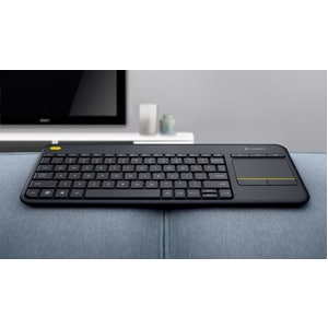 Logitech K400 Plus Keyboard - Wireless Connectivity - USB Interface - TouchPad - English (UK) - QWERTY Layout - Black - RF