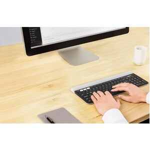 Logitech K780 Multi-Device Wireless Keyboard - Wireless Connectivity - Bluetooth/RF - 33 ft - 2.40 GHz - USB Interface - 9