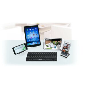 IOGEAR Bluetooth Keyboard with Stand and Reversible Micro USB Cable - Wireless Connectivity - Bluetooth - Tablet, Smartpho