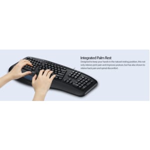 Adesso Tru-Form Ergonomic Touchpad Keyboard - Cable Connectivity - USB Interface - 104 Key Play/Pause, Previous Track, Nex