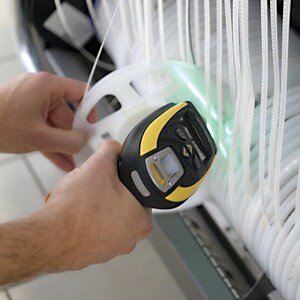 Datalogic PowerScan PM9100-910RB Handheld Barcode Scanner - Wireless Connectivity - Yellow - 1D - Imager - , Radio Frequency