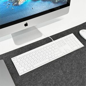 Macally Ultra-slim USB Wired Keyboard for Mac (White) - Cable Connectivity - USB Interface - 110 Key(s) - Windows, Mac OS 