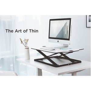 Amer Mounts Ultra Slim Height Adjustable Standing Desk- White Finish - 22.05 lb Load Capacity - 15.70" Height x 21.30" Wid