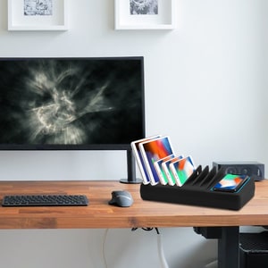 SIIG 10-Port USB-A/C & Wireless Charging Station With Ambient Light Deck - Allows you to power and charge up to 9 USB-A & 