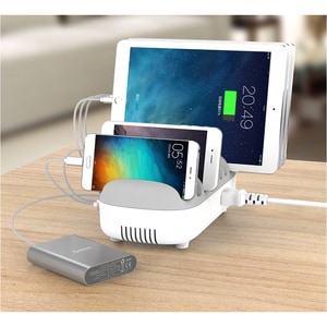 Station d'Accueil Compulocks - Pour Téléphone Mobile, Tablette , Périphérique USB - Capacité de chargement10 x USB - Blanc