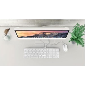 Macally Aluminum Slim USB Keyboard With 2 USB Ports For Mac - Cable Connectivity - 110 Key(s) - Computer - Mac OS - Scisso