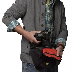 Case Logic DCB-306 Carrying Case (Holster) Camera, Accessories, Battery, Cable, Lens Cap, Memory Card, Cloth - Black - Nyl
