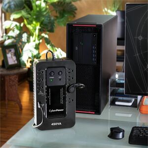CyberPower EC450G Ecologic UPS Systems - 450VA/260W, 120 VAC, NEMA 5-15P, Compact, 8 Outlets, PowerPanel® Personal, $10000