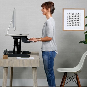 Ergotron WorkFit-Z Workstation - Wood Grain Rectangle, Dove Grey Top - 401.32 mm Table Top Length x 787.40 mm Table Top Wi