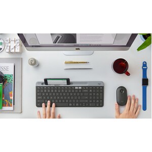 Logitech K580 Keyboard - Wireless Connectivity - USB Interface - Danish, Norwegian, Swedish, Finnish - Graphite - Bluetoot