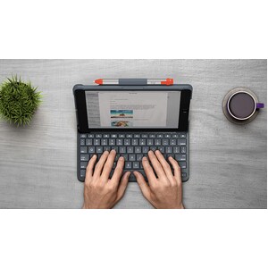 Logitech Slim Folio Keyboard/Cover Case (Folio) for 25.9 cm (10.2") Apple, Logitech iPad (7th Generation) Tablet - Graphit