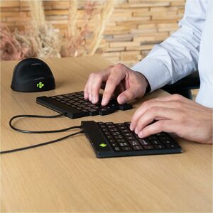 R-Go Split Break Keyboard - Cable Connectivity - USB Type C Interface - Belgian - AZERTY Layout - Black - Scissors Keyswit