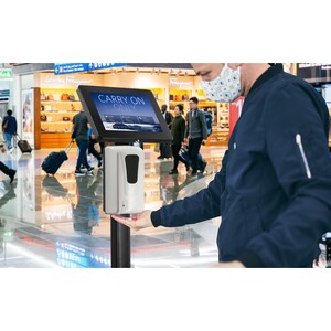 CTA Digital Thin Floor Stand, Dispenser & Security Enclosure - iPad 7-10 Gen & More - Up to 10.50" Screen Support - 45" He