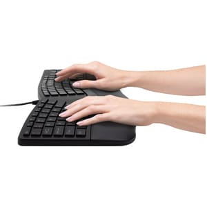 Kensington Pro Fit Ergo Wired Keyboard - Cable Connectivity - USB Type A Interface - Windows, ChromeOS, Mac OS - Black